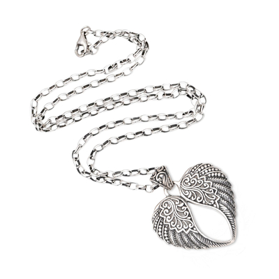 Collar colgante de plata esterlina - Collar con colgante de plata de ley con motivo de alas