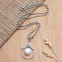 Halskette mit Zuchtperlen-Anhänger, „Celebrate Your Life“ – Halskette aus Sterlingsilber und Zuchtperlen-Anhänger