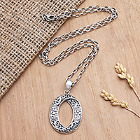 Sterling silver pendant necklace, 'Endless Curve'
