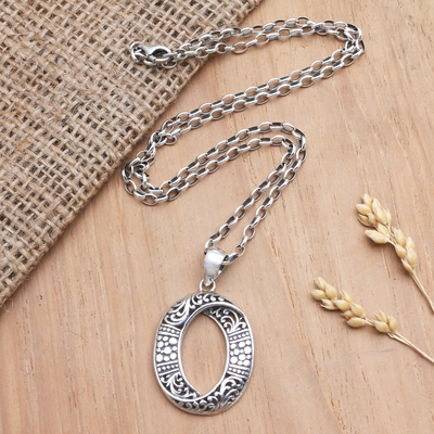 Sterling silver pendant necklace, 'Endless Curve' - Handcrafted Sterling Silver Pendant Necklace