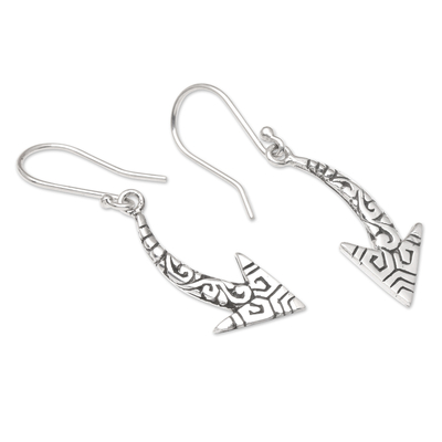 Sterling silver dangle earrings, 'Right Path' - Sterling Silver Dangle Earrings with Arrow Motif