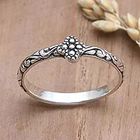 Sterling silver band ring, 'Fairytale Ending' - Artisan Crafted Slender Sterling Band Ring