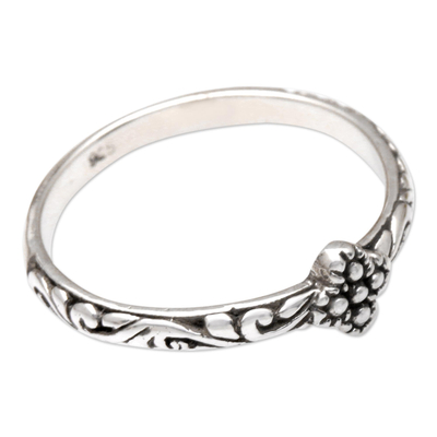 Sterling silver band ring, 'Fairytale Ending' - Artisan Crafted Slender Sterling Band Ring