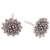 Garnet button earrings, 'Radiant Chrysanthemum' - Garnet and Sterling Silver Flower Earrings (image 2b) thumbail