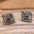 Garnet stud earrings, 'Radiant Rhombi' - Artisan Crafted Garnet Earrings
