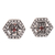 Garnet stud earrings, 'Radiant Hexagon' - Handcrafted Sterling and Garnet Stud Earrings
