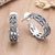 Sterling silver half-hoop earrings, 'Scene Stealer' - Handcrafted Sterling Half-Hoop Earrings (image 2) thumbail