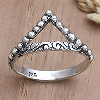 Sterling silver band ring, 'Crown of Insight' - Fair Trade Sterling Silver Ring
