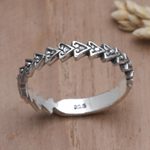 Sterling silver band ring, 'Guiding Path' - Arrow Motif Sterling Band Ring