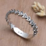 Sterling silver band ring, 'Guiding Path' - Arrow Motif Sterling Band Ring