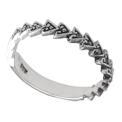 Anillo de banda de plata esterlina - anillo de plata de ley con motivo de flecha