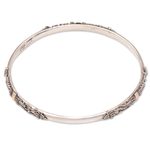 Gold-accented bangle bracelet, 'Mountain Pass' - Gold-Accented Sterling Silver Bangle Bracelet