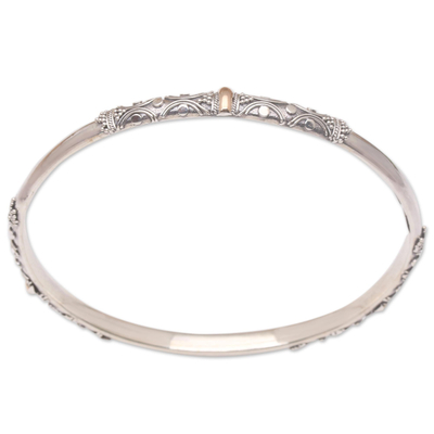 Gold-accented bangle bracelet, 'Glimmer in Your Eye' - Hand Crafted Gold-Accented Bangle Bracelet