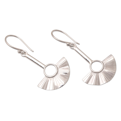Sterling silver dangle earrings, 'Handheld Fan' - Artisan Crafted Sterling Silver Dangle Earrings