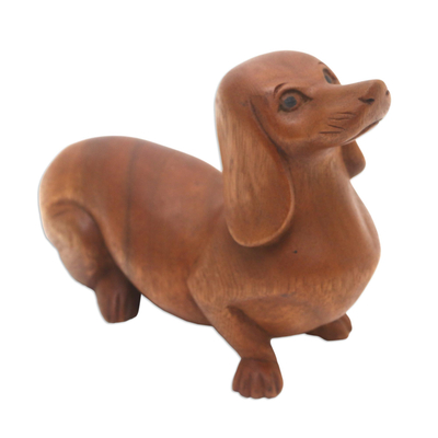 Escultura de madera - Escultura de perro salchicha hecha a mano
