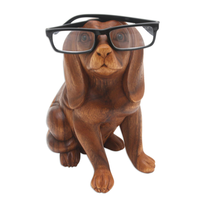 Signed Dog Motif Eyeglass Holder