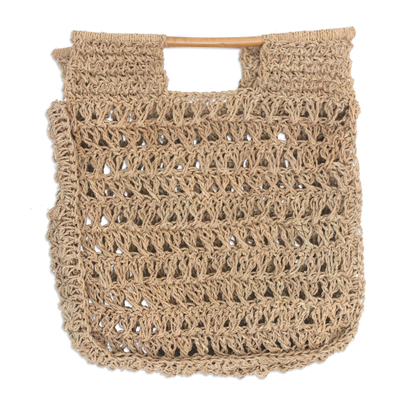 Handmade Natural Fiber Bag with Bamboo Handle