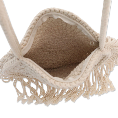 Umhängetasche aus Baumwolle, „Long Trip“ – handgefertigte Umhängetasche aus Baumwolle