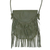 Leather shoulder bag, 'Army Green - Hand Made Fringed Leather Sling Bag thumbail