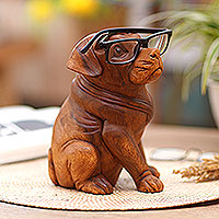 Wood eyeglass holder, 'Puppy-Dog Eyes'