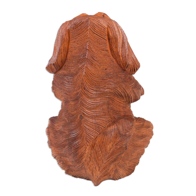 Porta gafas de madera - Estatuilla de perro de madera de suar tallada a mano