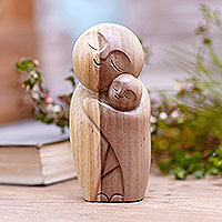 Hibiscus wood sculpture, 'Mother Jizo' - Hand Carved Wood Sculpture from Bali