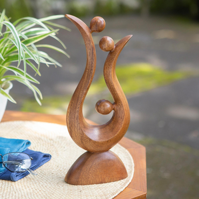 estatuilla de madera - Estatuilla abstracta de madera de suar de Bali