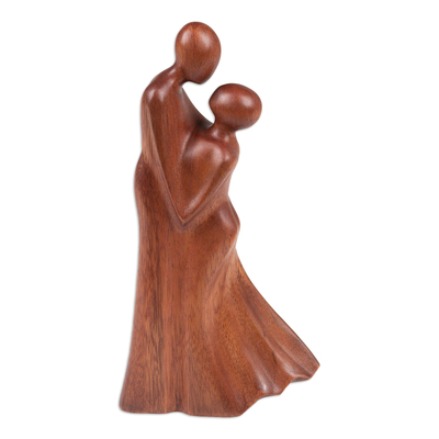 estatuilla de madera - Estatuilla de boda de madera de suar tallada a mano