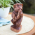 Wood statuette, 'Monkey's Music' - Hand Carved Suar Wood Monkey Statuette