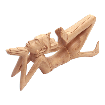 Wood sculpture, 'Flexible Female' - Handmade Wood Sculpture from Bali