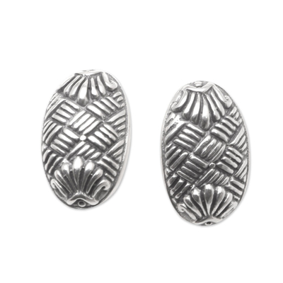 Sterling silver drop earrings, 'Ready to Go' - Oval Sterling Silver Earrings