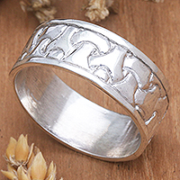 Men's sterling silver band ring, 'Return to Me'