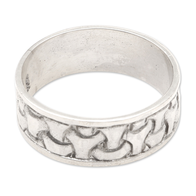 Men's sterling silver band ring, 'Return to Me' - Men's Hand Crafted Sterling Silver Band Ring