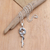 Men's sterling silver pendant necklace, 'Dragon's Key' - Men's Sterling Silver Pendant Necklace with Dragon Motif (image 2) thumbail