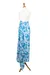 Batik rayon sarong, 'Azure Garden' - Batik Rayon Sarong with Azure Floral Motif