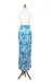 Batik rayon sarong, 'Azure Garden' - Batik Rayon Sarong with Azure Floral Motif