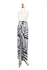 Rayon sarong, 'Big Dreams' - Black and White Batik Motif Rayon Sarong from Bali