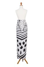 Rayon sarong, 'Big Dreams' - Black and White Batik Motif Rayon Sarong from Bali