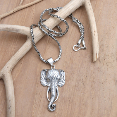 Jewelili Heart Elephant Pendant Necklace Blue Sapphire Jewelry in Sterling  Silver