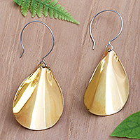 Brass dangle earrings, 'Perfecting Touch' - Hand Made Brass Dangle Earrings
