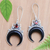 Horn and garnet dangle earrings, 'Gianyar Crescents' - Artisan Crafted Horn Earrings with Garnets (image 2) thumbail