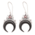 Horn and garnet dangle earrings, 'Gianyar Crescents' - Artisan Crafted Horn Earrings with Garnets thumbail