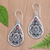 Garnet dangle earrings, 'Turtle's Treasure' - Handcrafted Garnet and Sterling Earrings