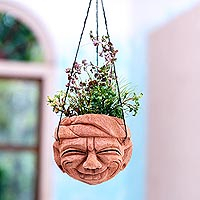 Coconut shell hanging planter, Cheesy Grin