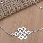 Sterling silver pendant bracelet, 'Celtic Inspiration' - Artisan Crafted Sterling Pendant Bracelet