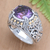 Gold accented amethyst cocktail ring, 'Majestic Touch' - Sterling and Amethyst Ring with 18k Gold thumbail