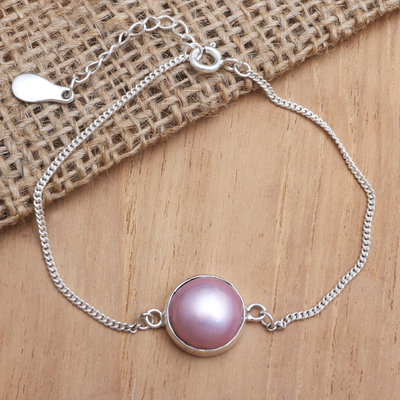 Armband mit Anhänger aus kultivierten Mabe-Perlen - Handgefertigtes Armband mit Anhänger aus Zuchtperlen