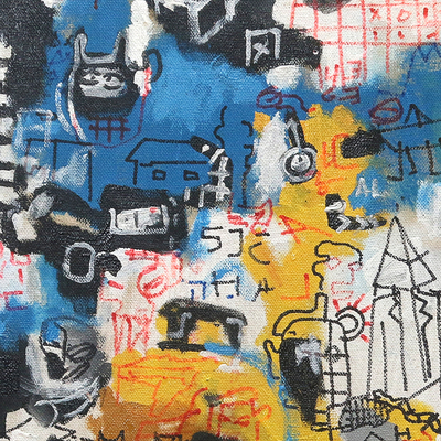 'Failed Architect' - Indonesian Mixed Media Painting with City Motif