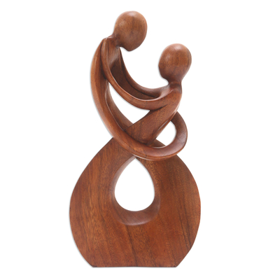 Wood sculpture, 'Honeymoon Dance' - Hand Carved Romantic Wood Sculpture