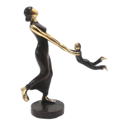 Handcrafted Bronze Mother and Child Sculpture